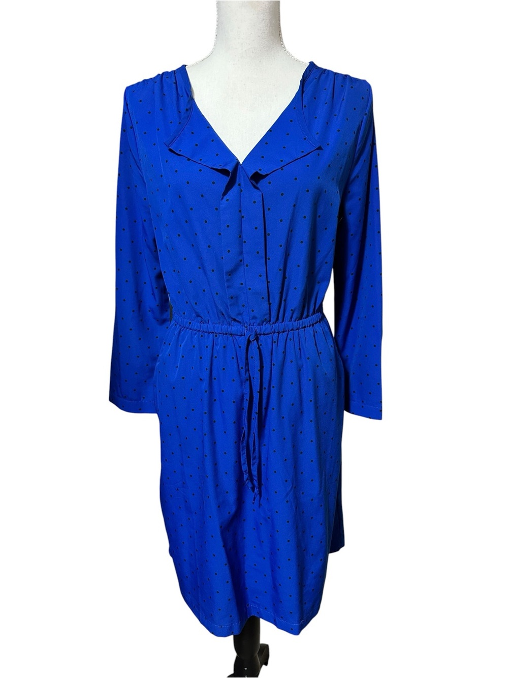 Merona Royal Blue Midi Dress with Black Dot Print